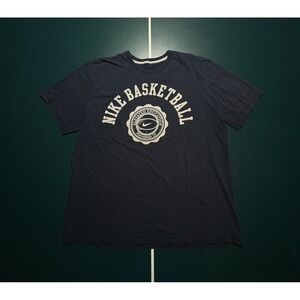 Vintage Nike Basketball T Shirt Men's Size XL Navy‎ Blue Y2K Center Swoosh